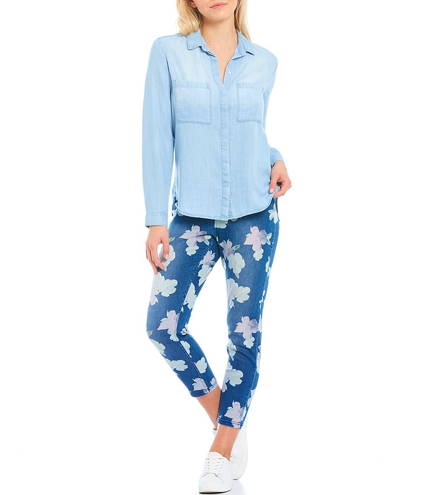 HUE Hibiscus Denim High Rise Skimmer Leggings