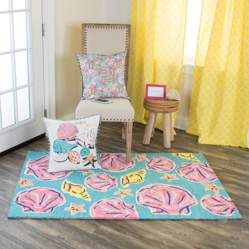 2'6"X4' Tufted Seashell Accent Rug Blue - Rizzy Home