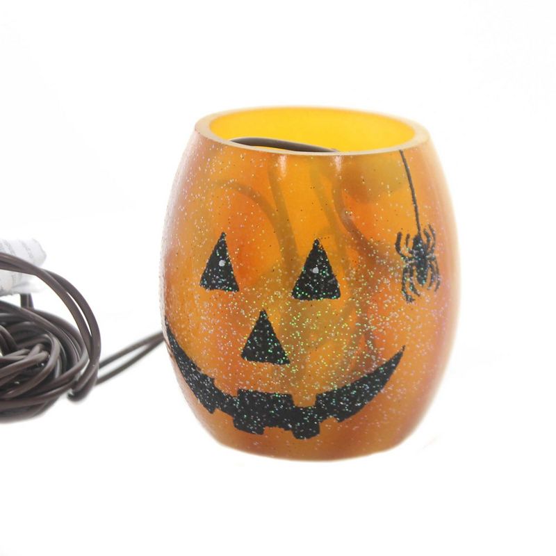 Stony Creek 3.0" Pumpkin Lighted Glass Jar Halloween Spider  -  Novelty Sculpture Lights