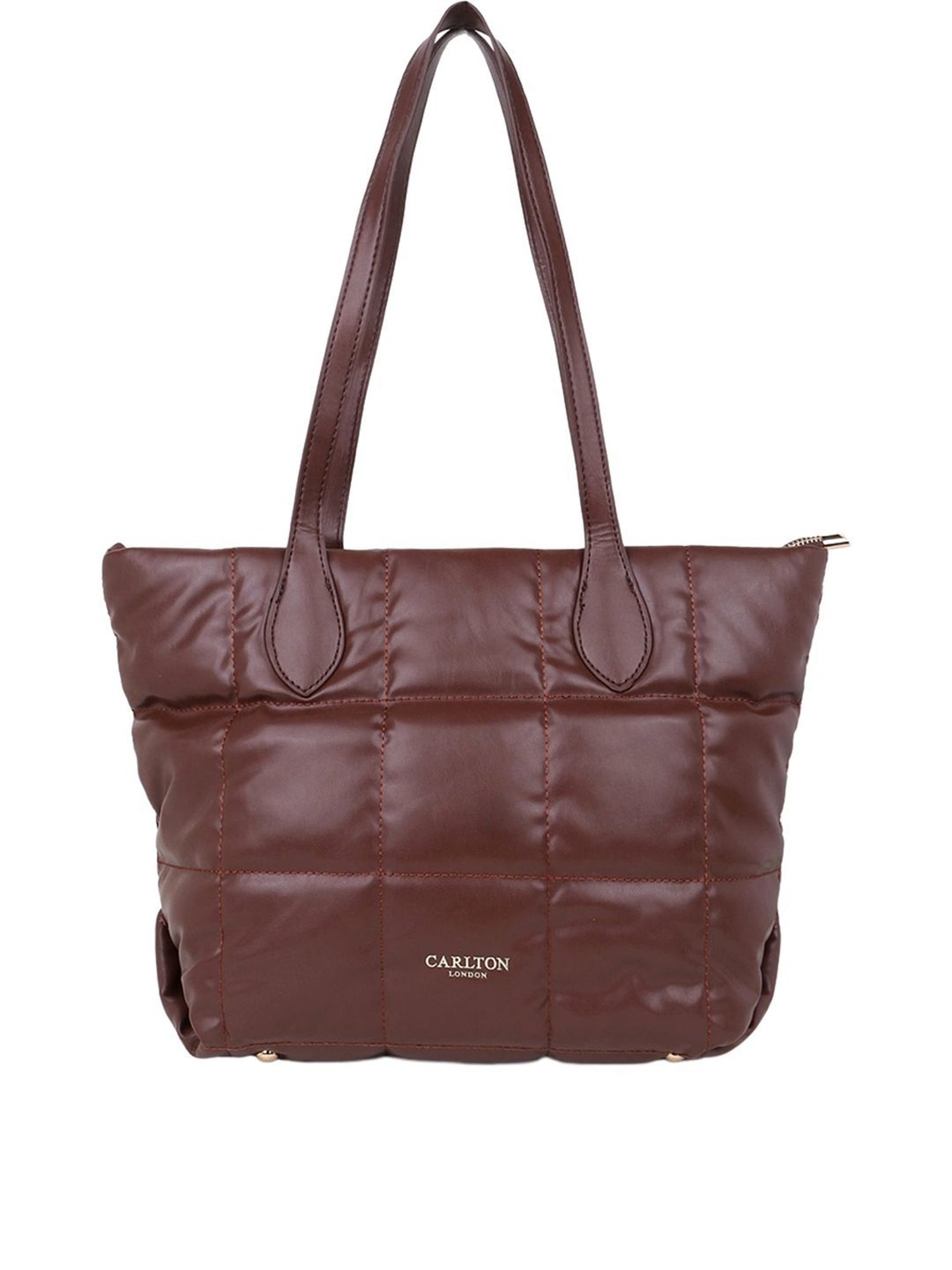 Carlton London Brown Textured Large Tote Handbag