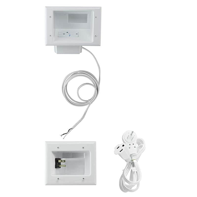 Electronics 50-8823-WH-KIT Flat Panel TV Cable Organizer Kit with Duplex Surge Power Solution