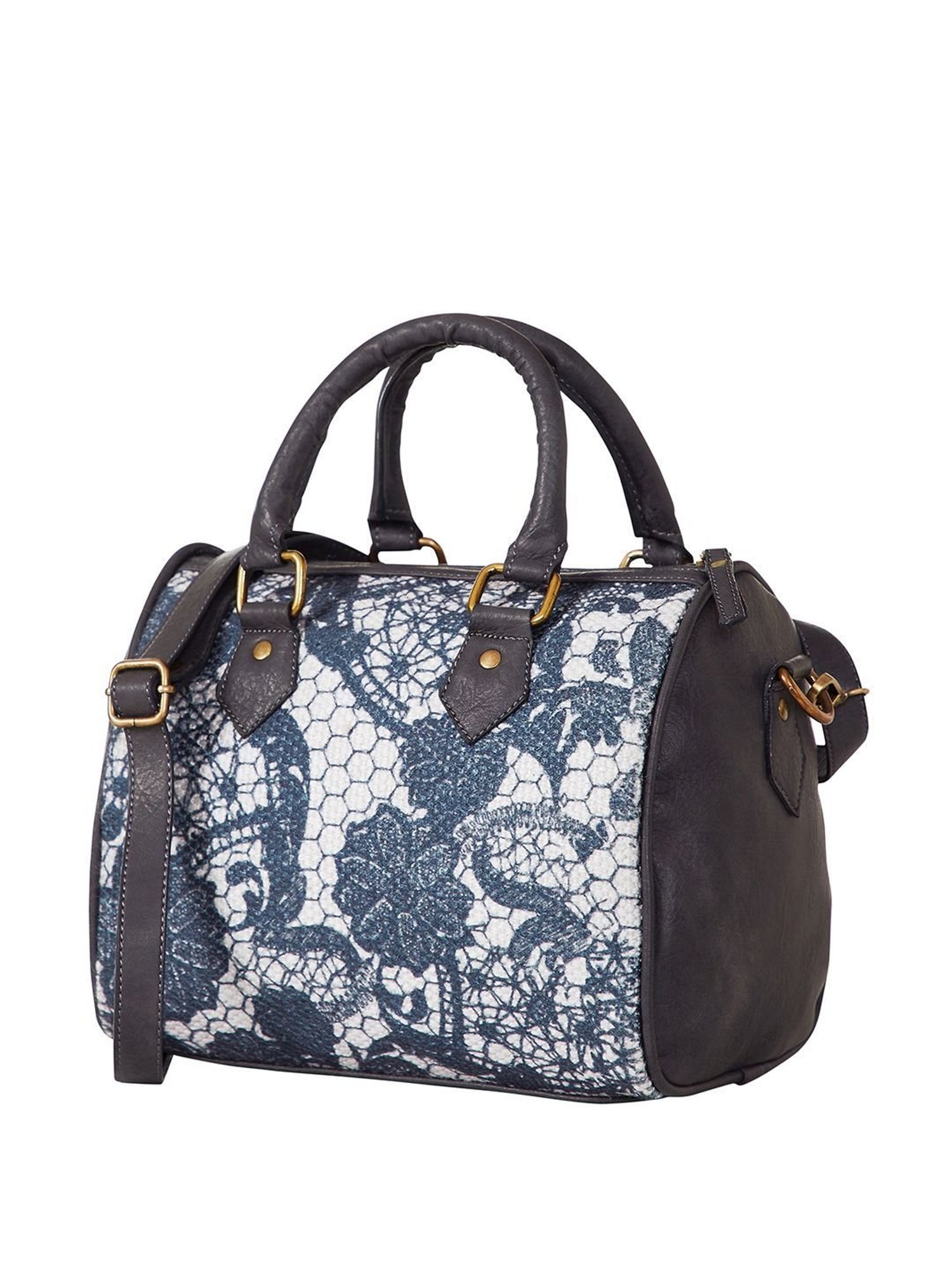 Mona B Grey Printed Medium Handbag