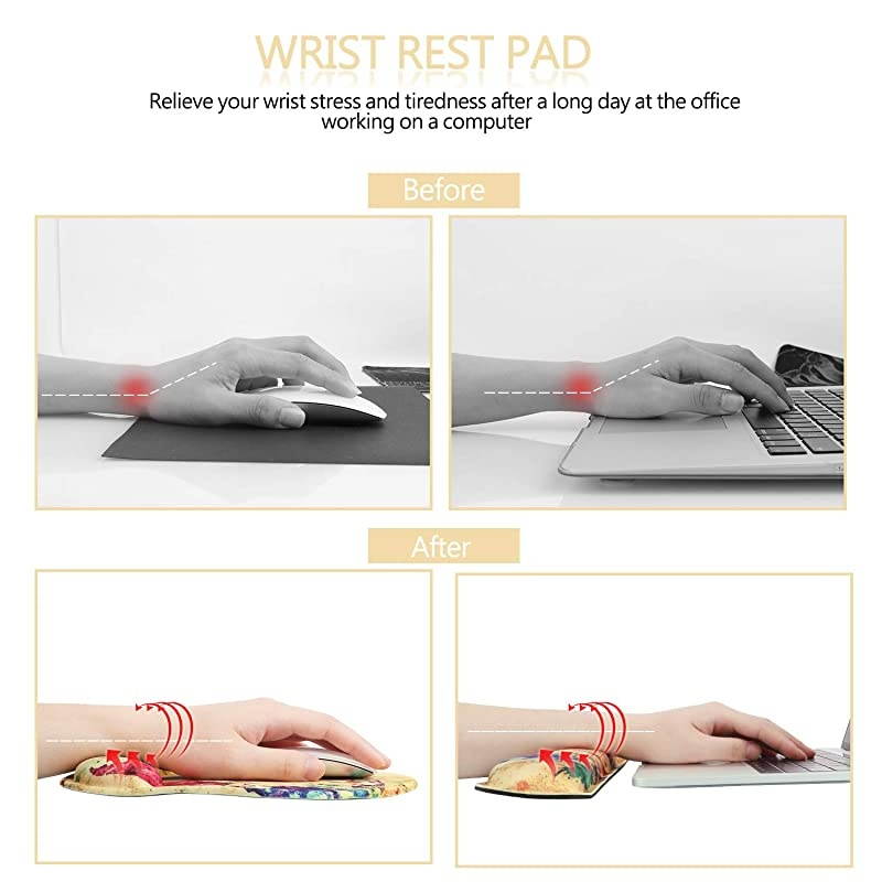 Keyboard Wrist Rest and Ergonomic Mouse Pad Wrist Support Set with Non-Slip Backing Memory Form-Filled, Easy-Typing and Pain Relief for Gaming Office Computer Laptop (Vintage Map)