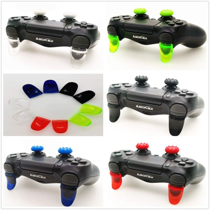 L2 R2 Ps4 Trigger Extenders (2 Pairs L2 R2 Triggers, 4pcs Joystick Cap, 2 Pairs LED Light Bar Decal) for Ps4 Controller