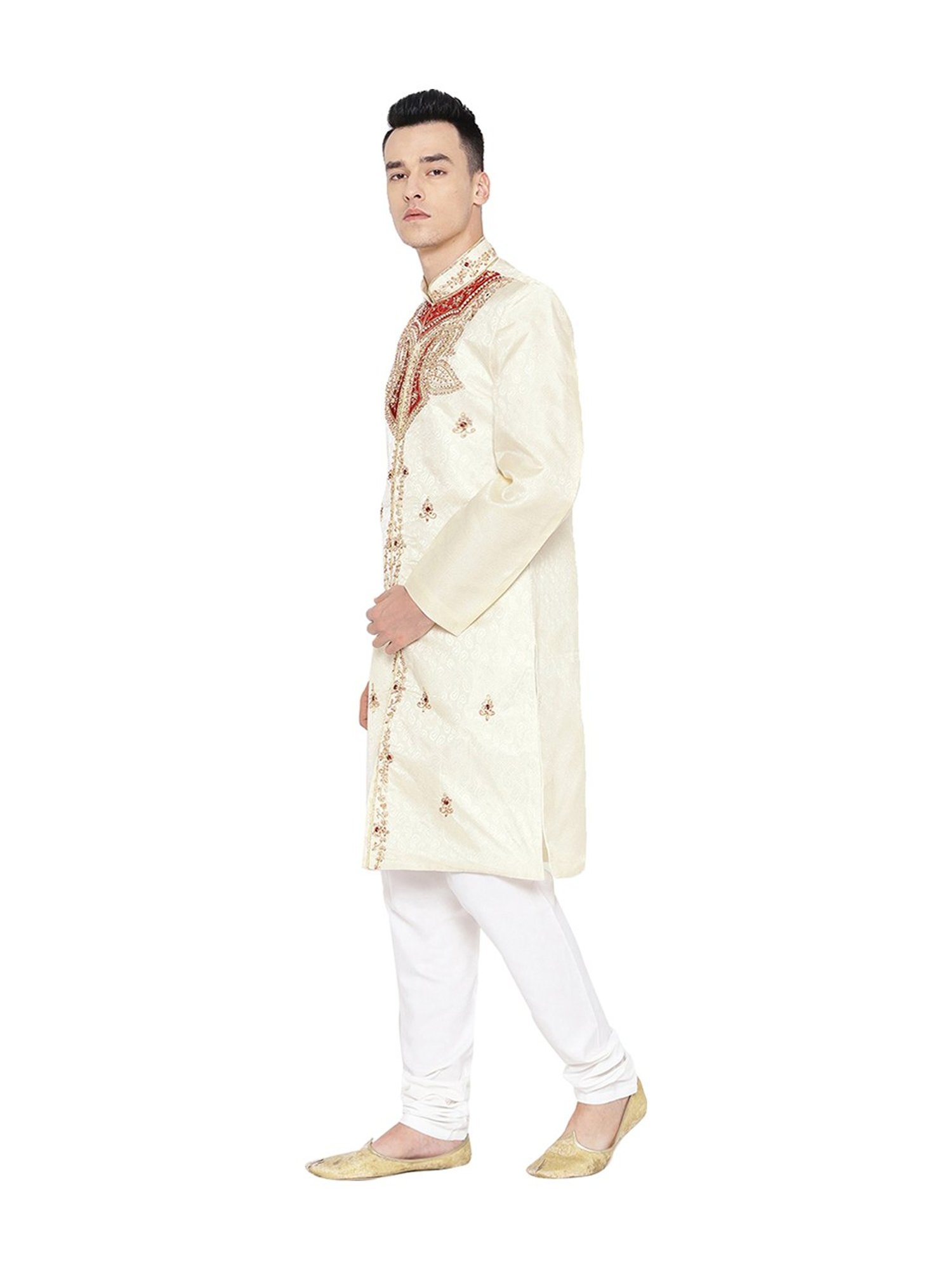 SG LEMAN Gold Embroidered Sherwani Set