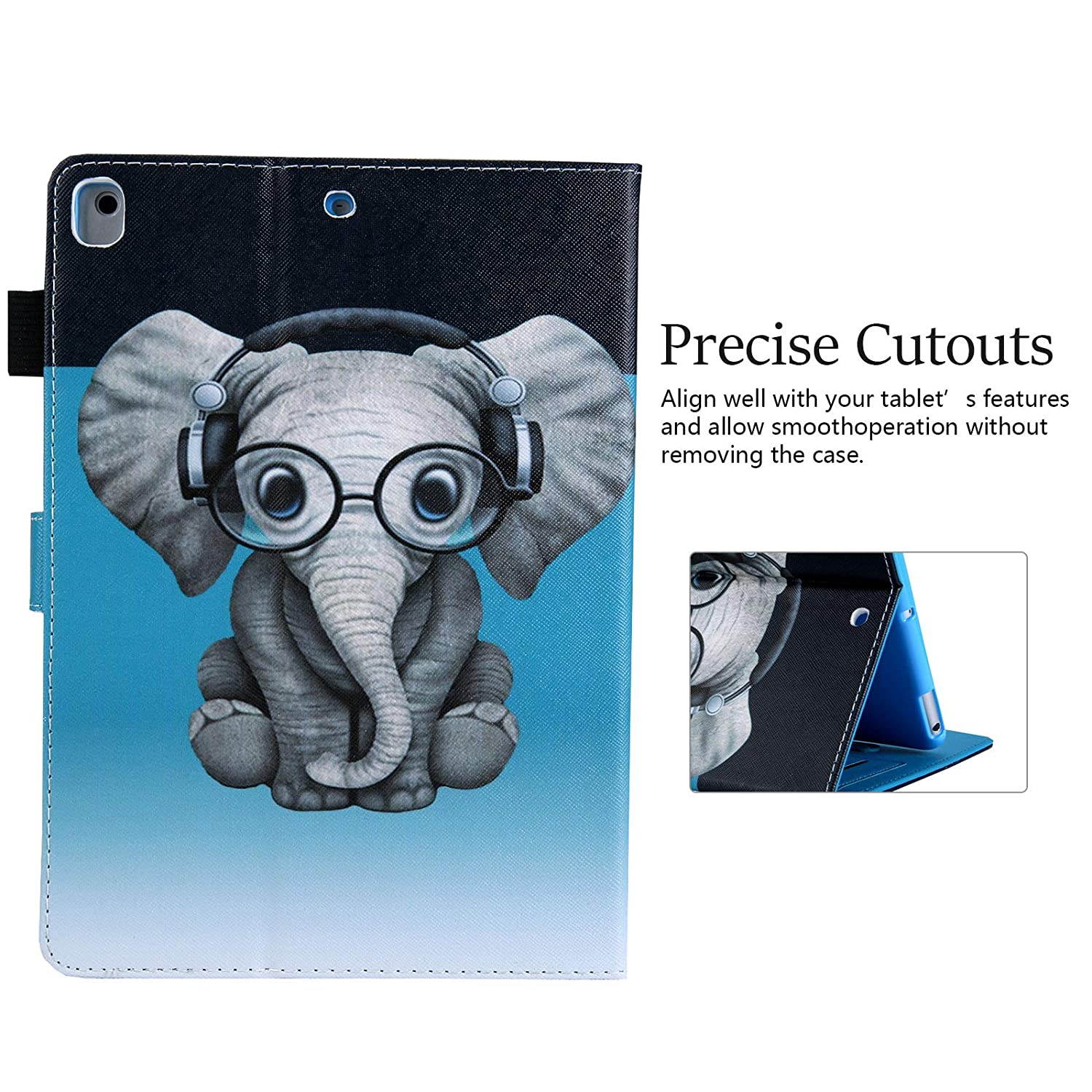 Dteck iPad 9.7 2018 Case, iPad 9.7 2017 Case, iPad Air/Air 2 Case, Corner Protection Folio Stand Protective Cover with Auto Wake/Sleep for Apple iPad 6th / 5th Gen, iPad Air 1/2, Doctor Elephant