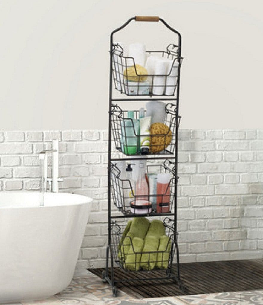 Gourmet Basics by Mikasa Avilla Picnic Plate Napkin and Flatware Storage Caddy with Paper Towel Holder