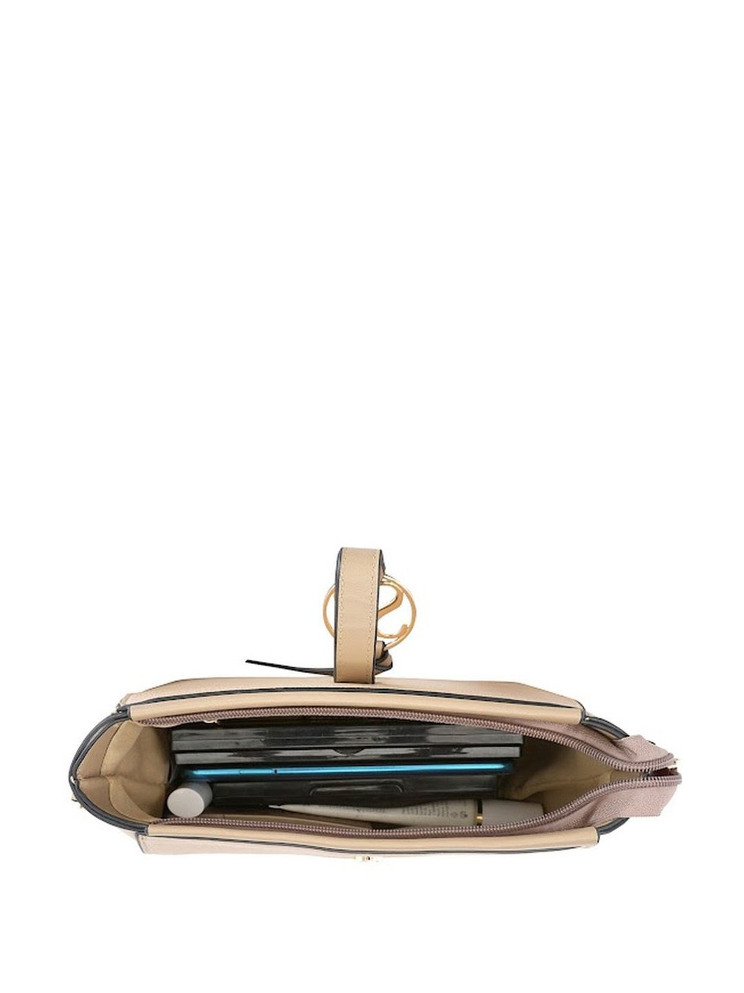 Sugarush Daliana Beige PU Solid Sling Handbag