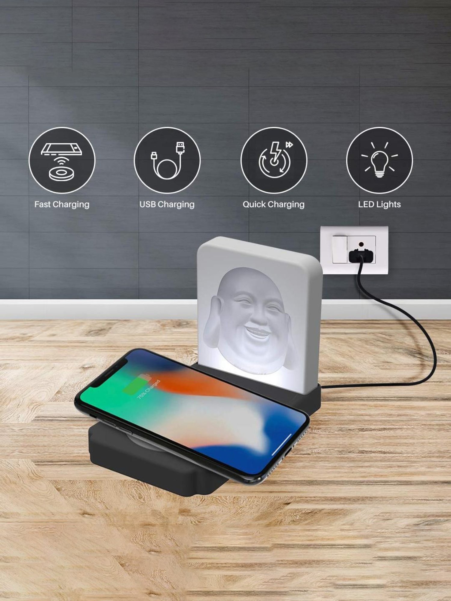 Portronics Charge Bliss POR-1060 Wireless Charger (Black and White)