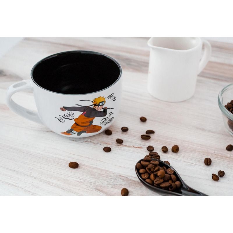 Just Funky Naruto Anime Ceramic Ramen Soup Mug with Spoon - Awesome 20 oz Coffee Cup for Office