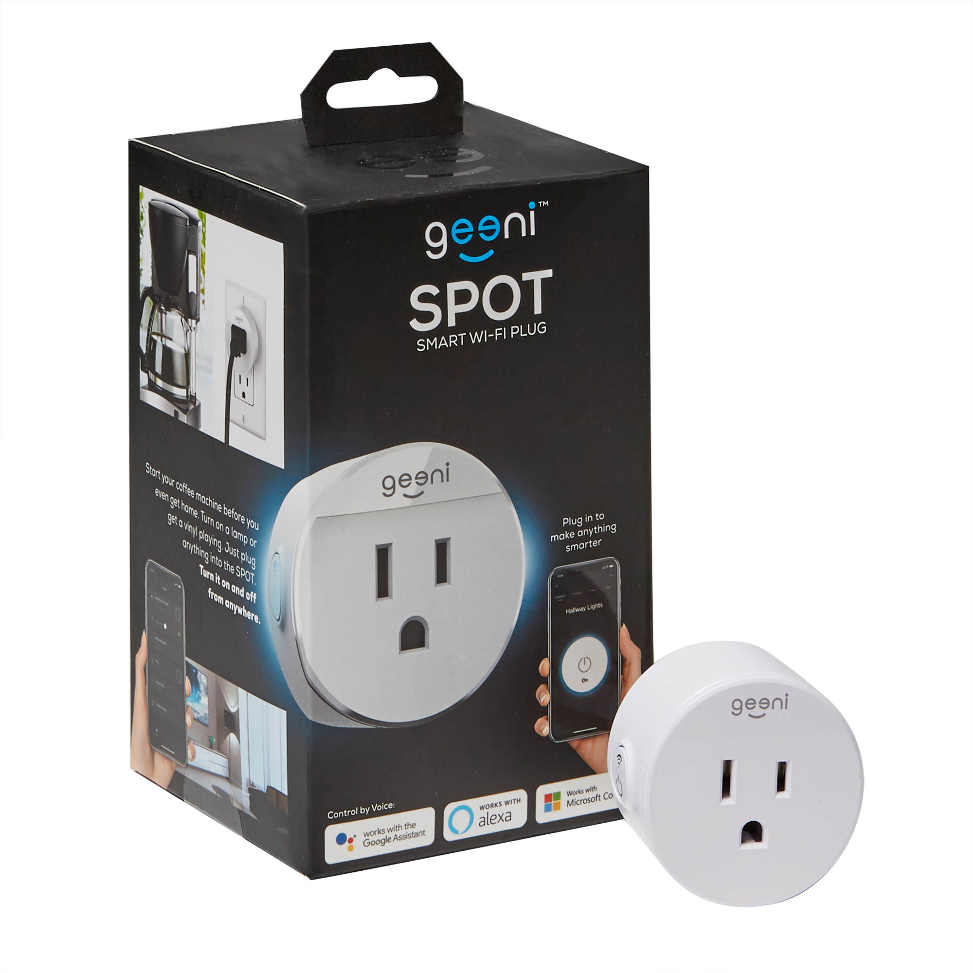 Geeni Spot Wi-Fi Smart Plug / Amazon Alexa / Google Assistant / Microsoft Cortana Compatible / No Hub Required