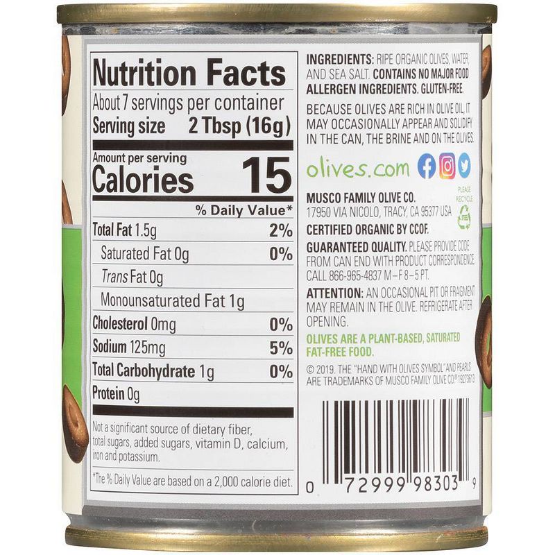 Pearls Organic Sliced Black Ripe Olives - 3.8oz