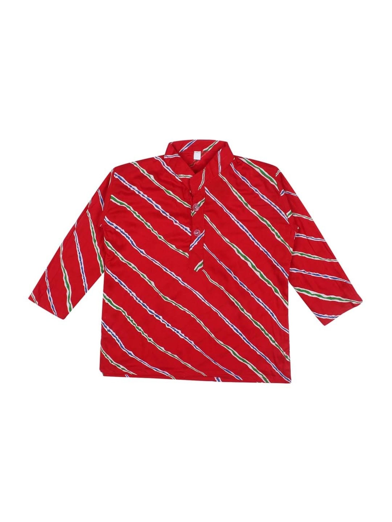 Ahhaaaa Kids Red & White Cotton Striped Kurta Set