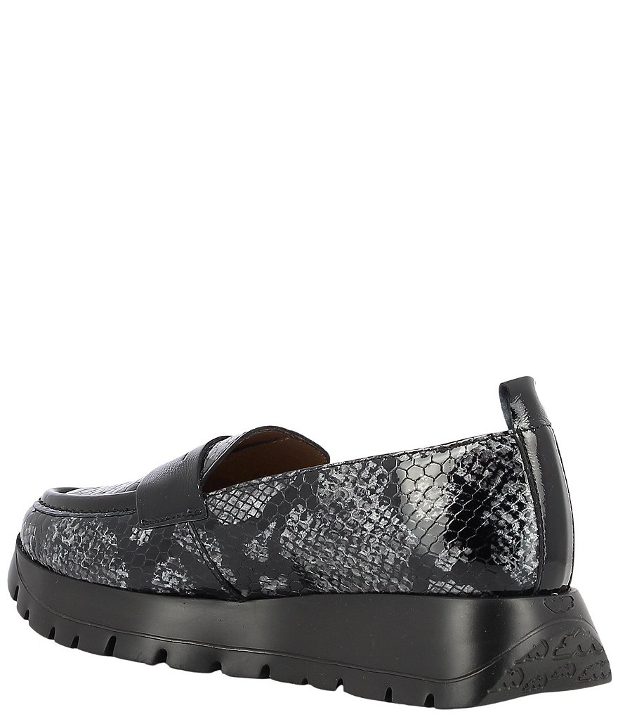 Wonders Kim Snake Print Leather Sport Penny Loafers
