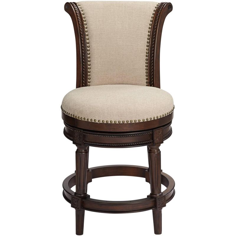 55 Downing Street Addison 24 1/2" Erin Cream Fabric Swivel Counter Stool