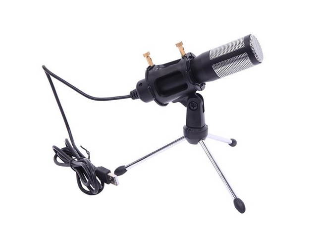 USB Microphone Tripod Stand Set for Game Chat Studio Noise Reduction Microphone,Black,UM01