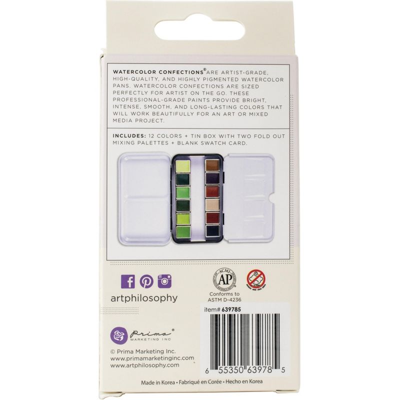 Prima Watercolor Confections Watercolor Pans 12/Pkg-Vintage Pastel