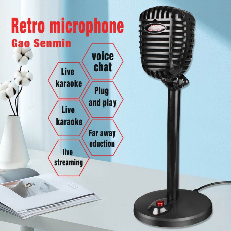 HD Studio USB Condenser Microphone Professional Noise Cancelling Recording Desktop Microphone for Network Audio Karaoke