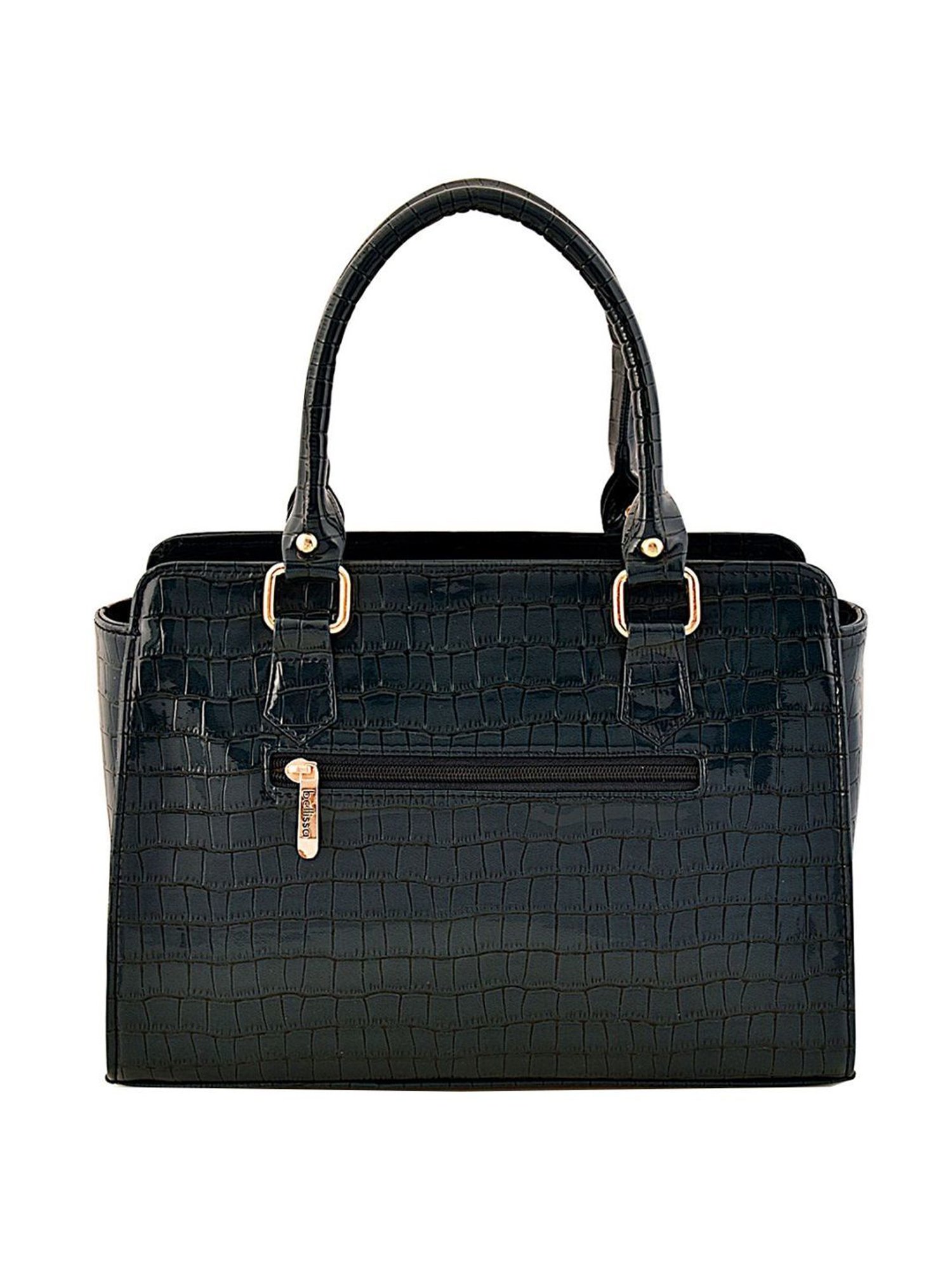 Bellissa Green Textured Medium Premium Handbag