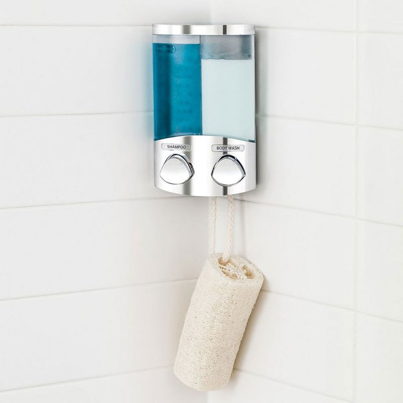 Better Living 76244-1 Duo 2 Chamber Shower Dispenser with Hidden Hooks, Chrome