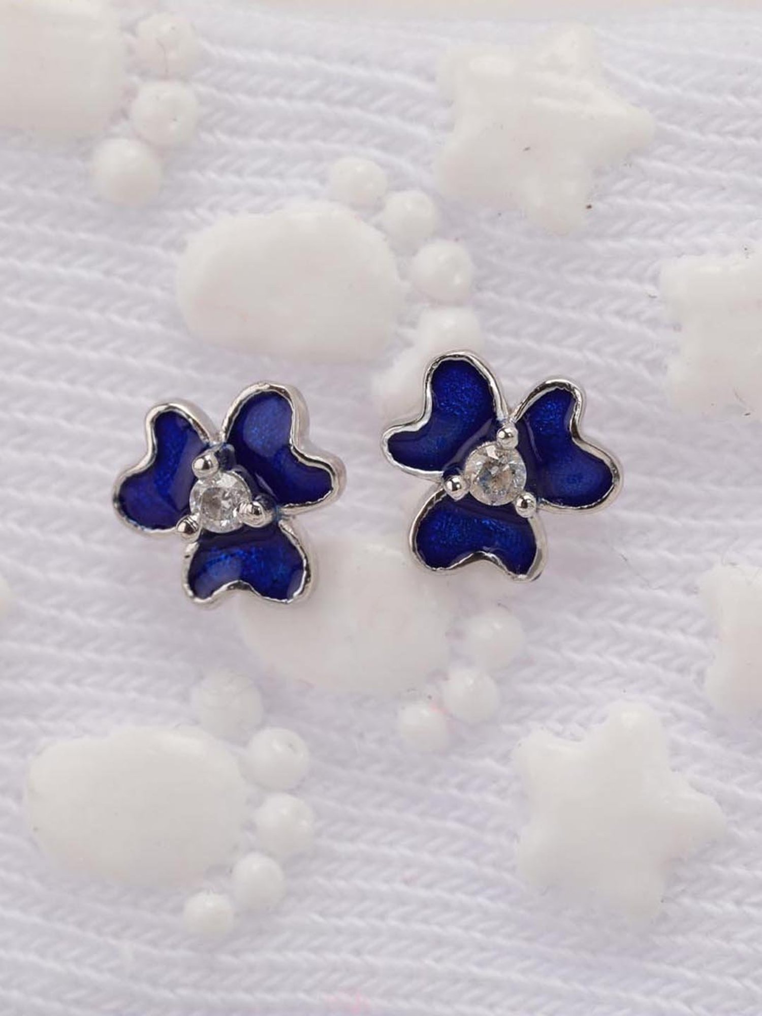 Praavy 92.5 Sterling Silver The Blue Flower Earrings for Kids