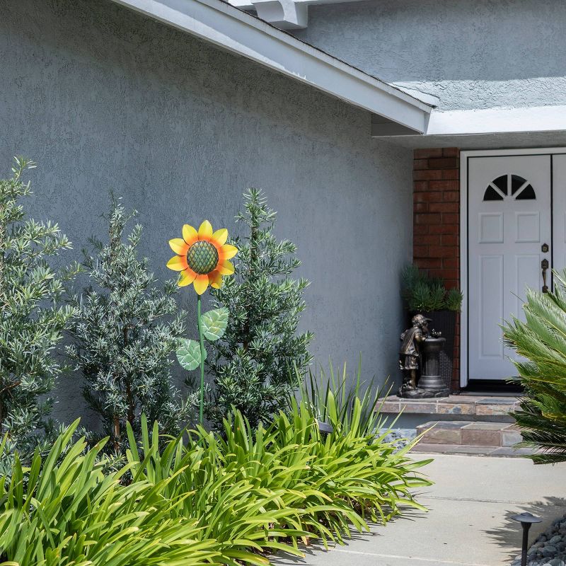 63"x16" Spring Festive Blooming Metal Sunflower Garden Stake - Alpine Corporation