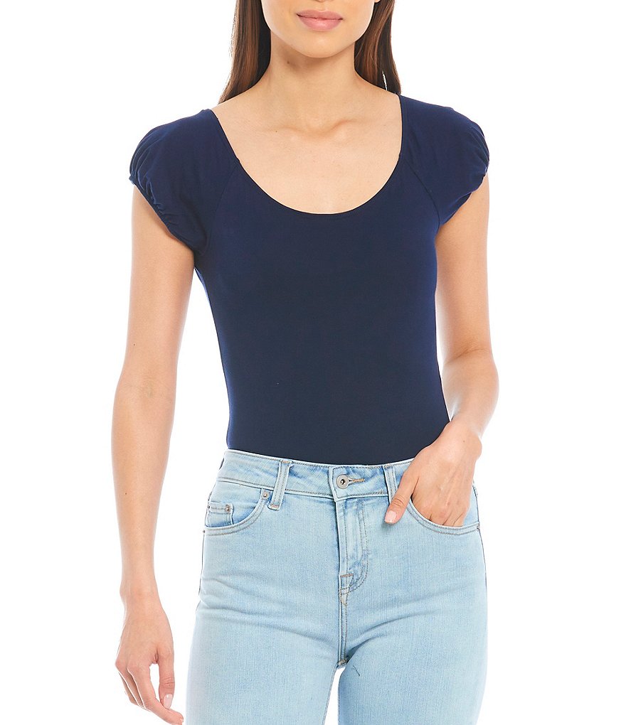 Chelsea & Violet Cotton Jersey Scoop Neck Cap Sleeve Bodysuit