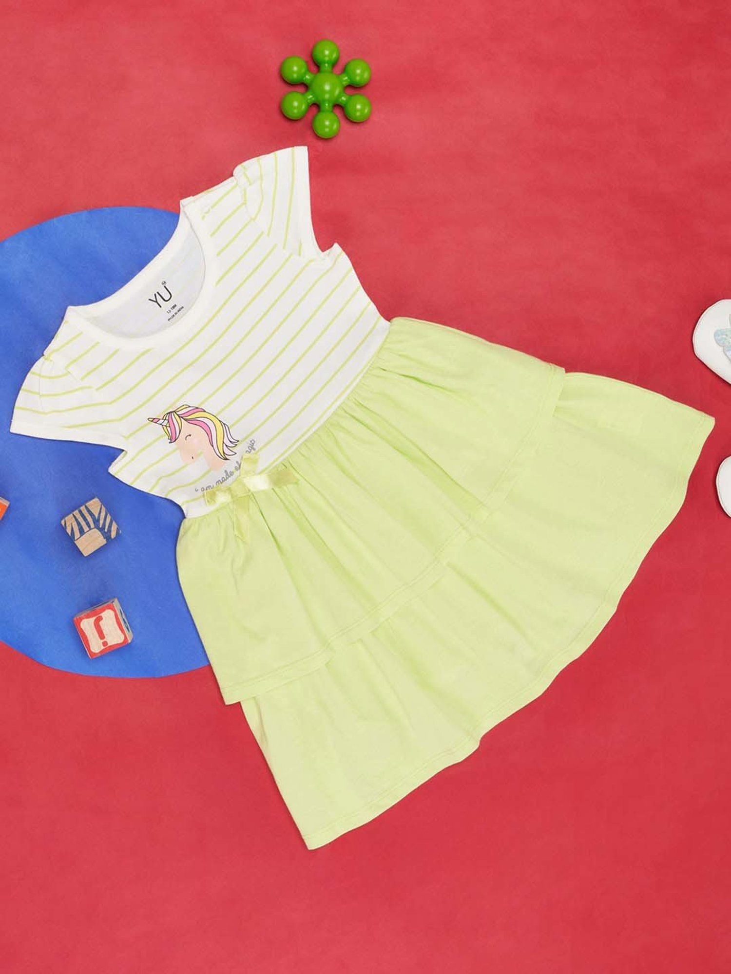 YU by Pantaloons Kids White & Purple Cotton Printed Dress