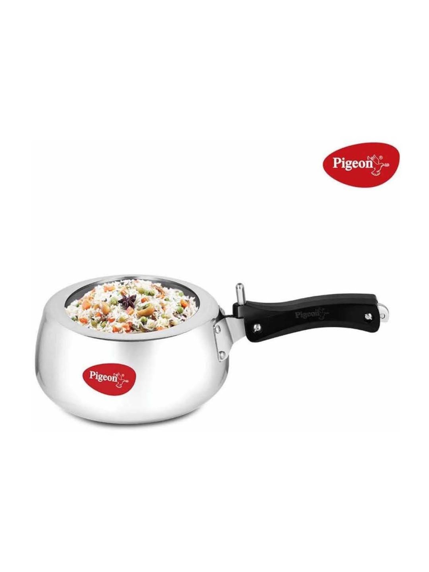 Pigeon Silver & Black Aluminium Induction Friendly Pressure Cooker (3 L) - Set of 1