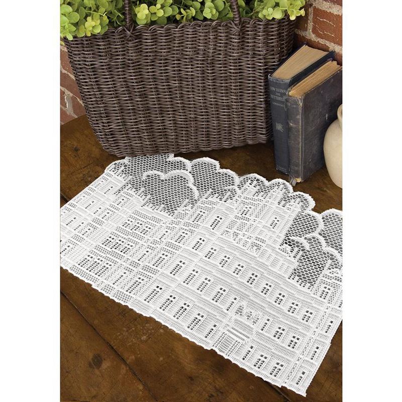 Heritage Lace 14" x 20" Downton Abbey British Highclere Castle Table Placemats 4pc - White