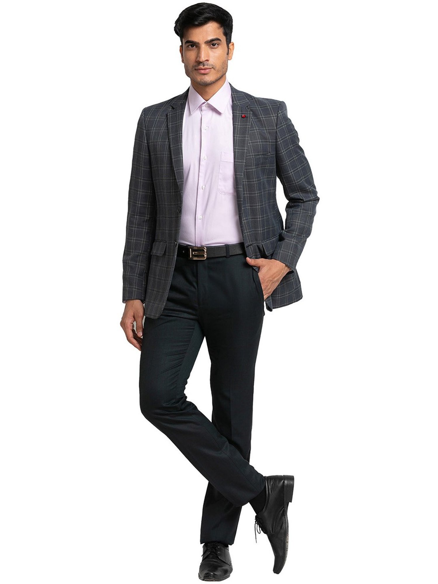 Raymond Grey Check Notched Lapel Blazer