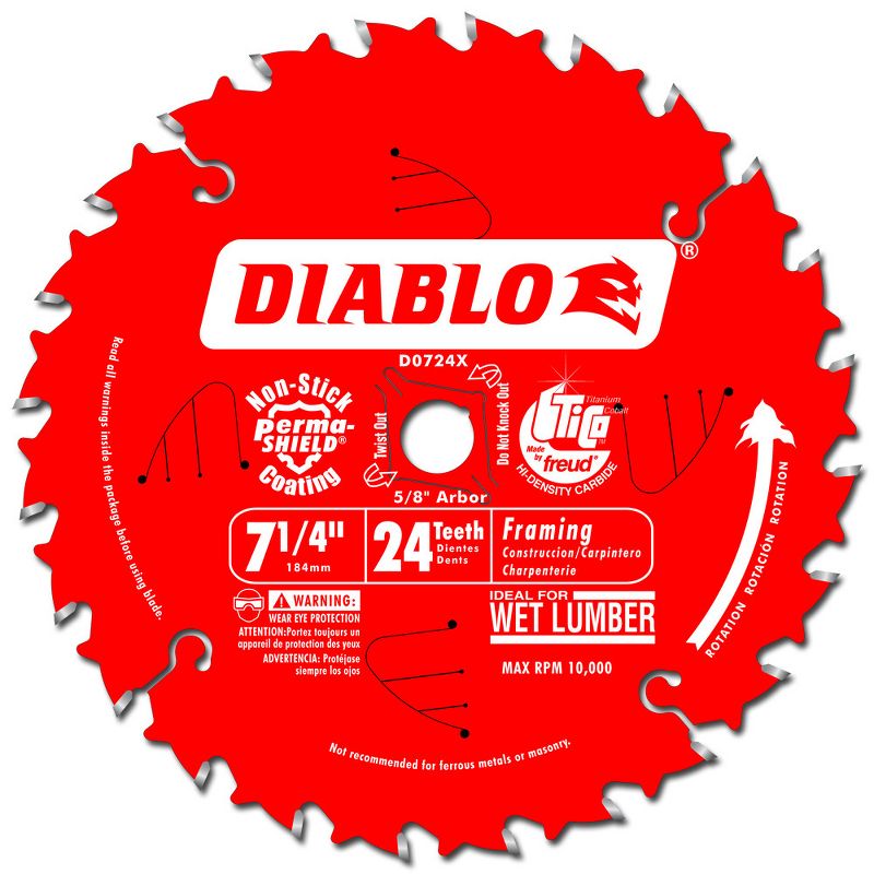 Diablo D0724X 7-1/4 in. 24 Tooth Framing Saw Blade