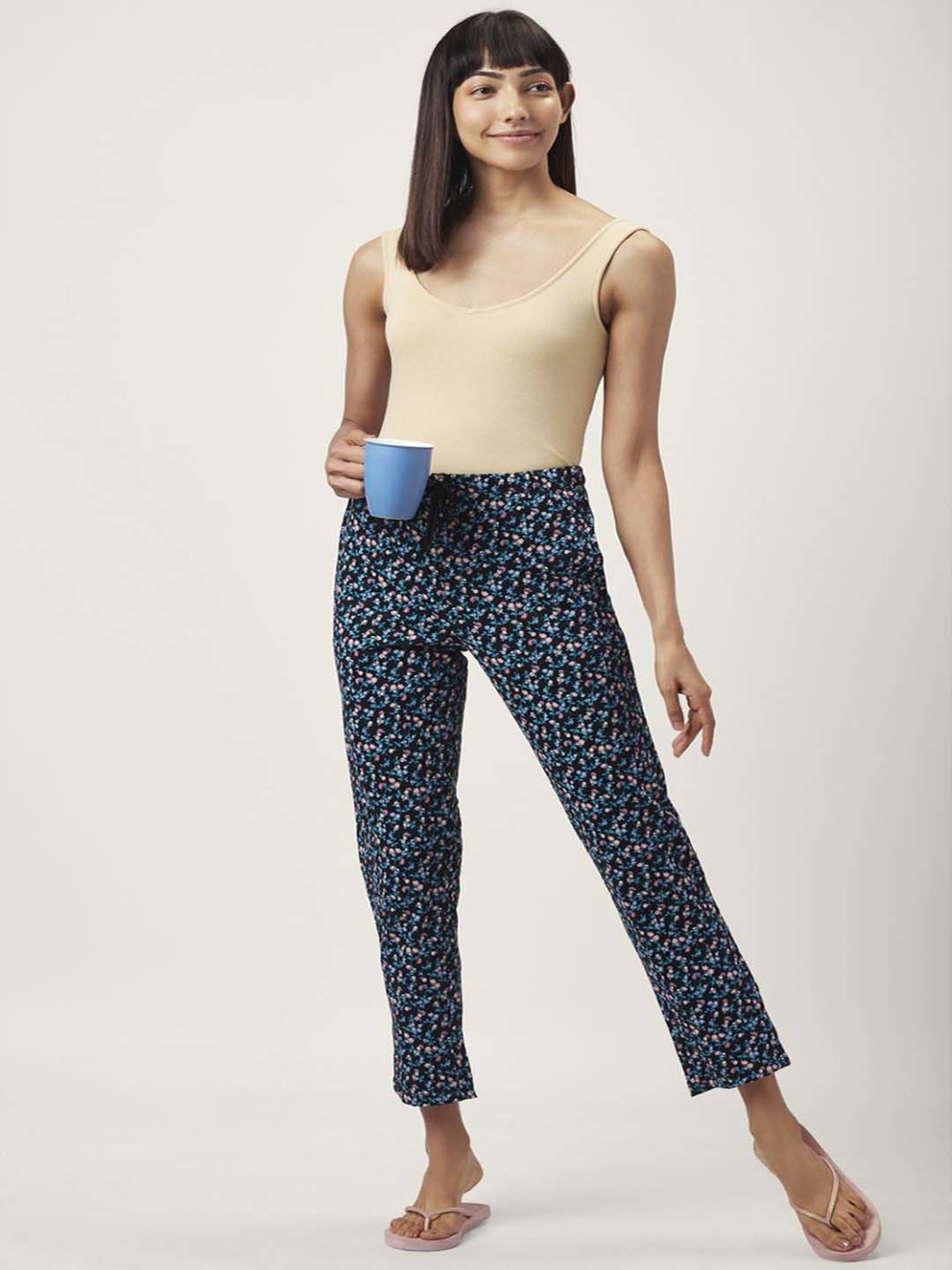 Dreamz by Pantaloons Pink Black Cotton Printed Pyjamas