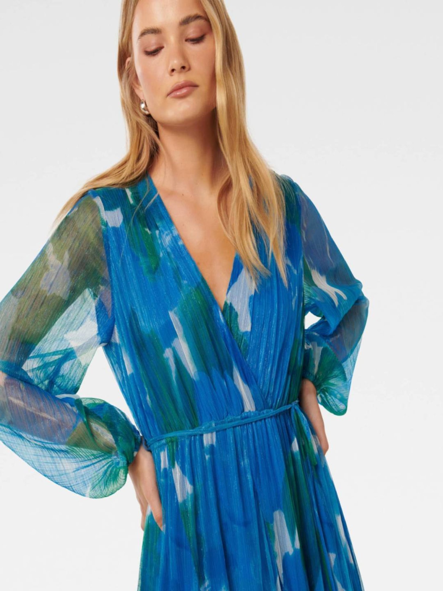 Forever New August Printed Plisse midi dress