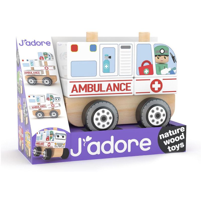 J'adore Ambulance Wooden Stacking Toy