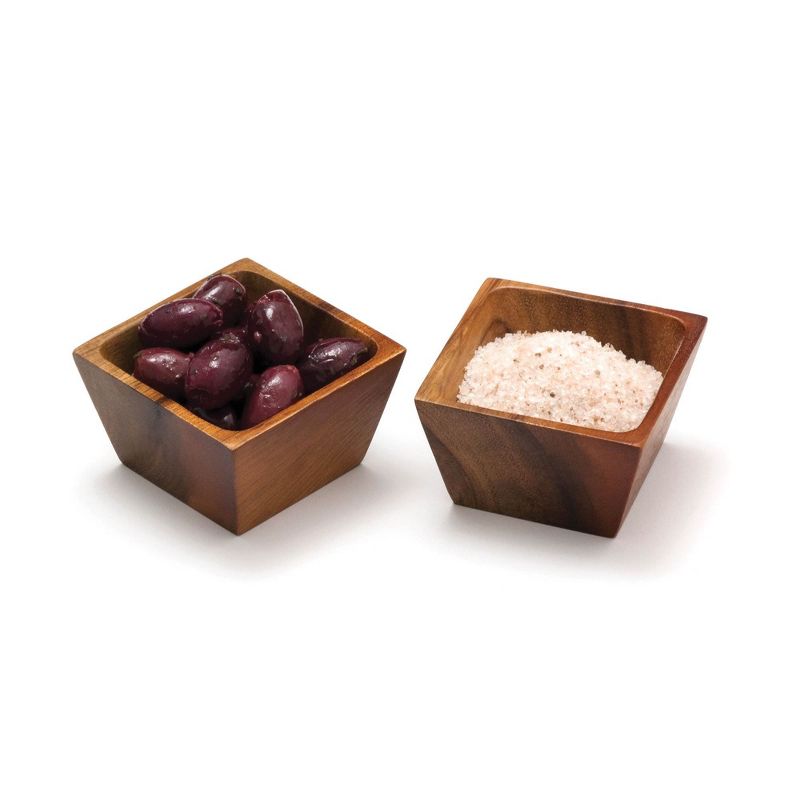 Lipper International Small Acacia Square Pinch Condiment Serving Bowls, Set of 2