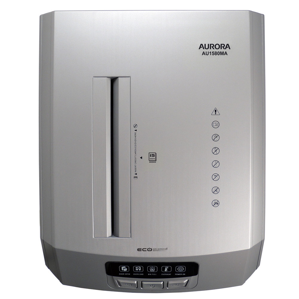 Aurora AU1580MA Professional Grade High Security 15-Sheet Micro-Cut Paper/ CD and Credit Card Shredder/ 60 Minutes Continuous Run Time