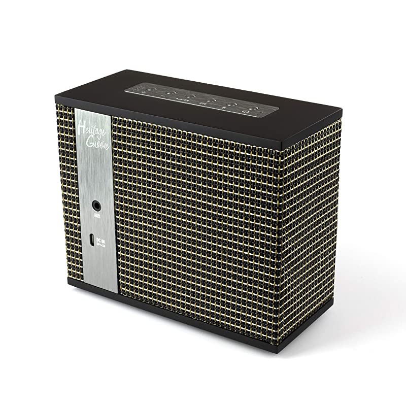 Heritage Groove Portable Bluetooth Speaker in Black, Matte Black