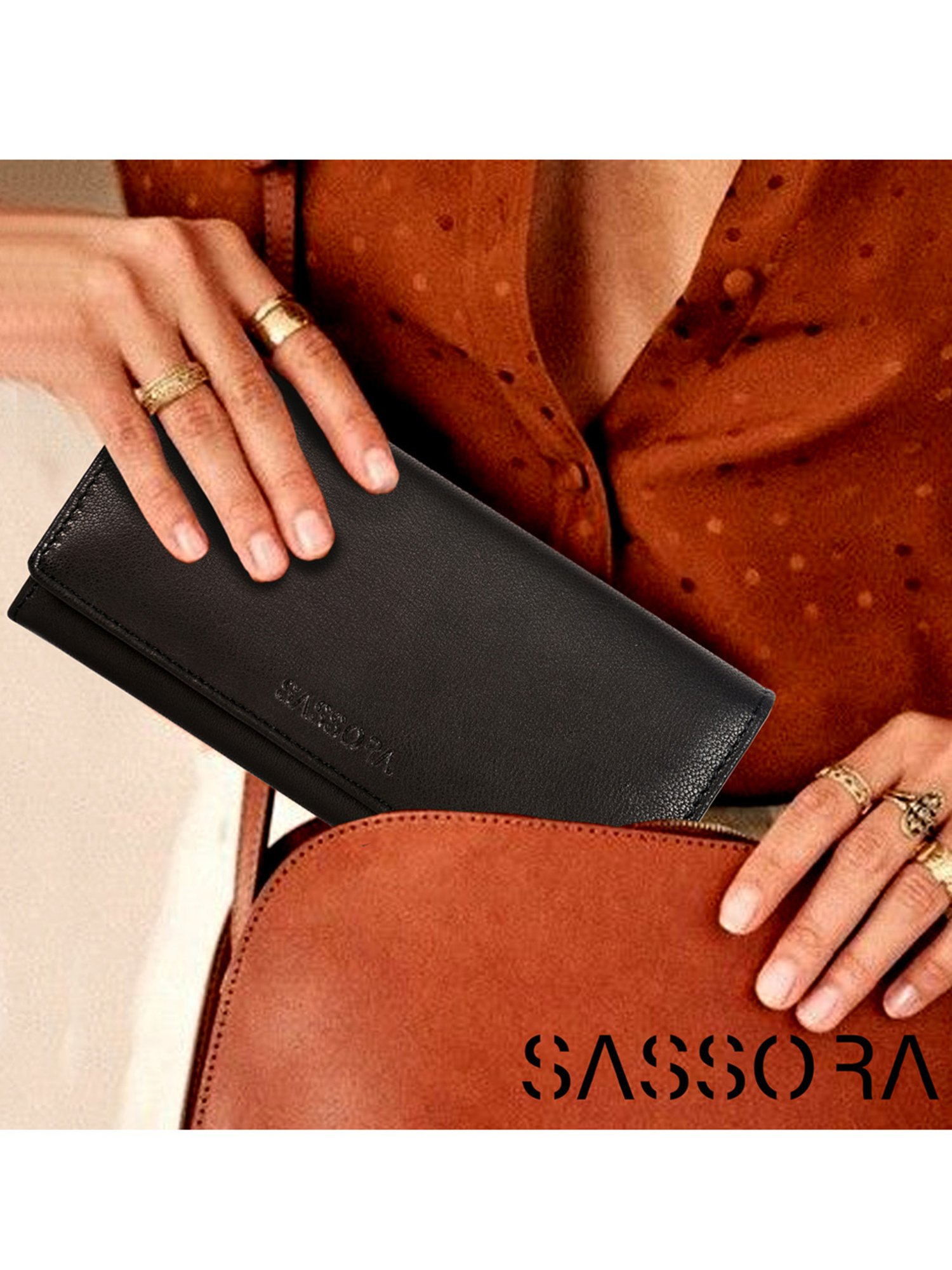 SASSORA Black Solid Rfid Wallet for Women