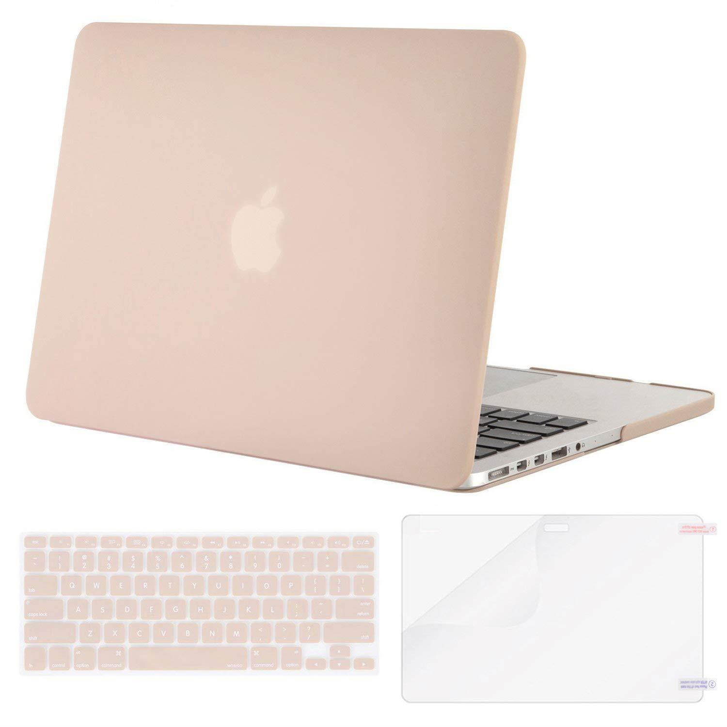 MOSISO Case Only Compatible MacBook Pro (W/O USB-C) Retina 13 Inch (A1502/A1425)(W/O CD-ROM) Release 2015/2014/2013/end 2012 Plastic Hard Shell & Keyboard Cover & Screen Protector, Camel