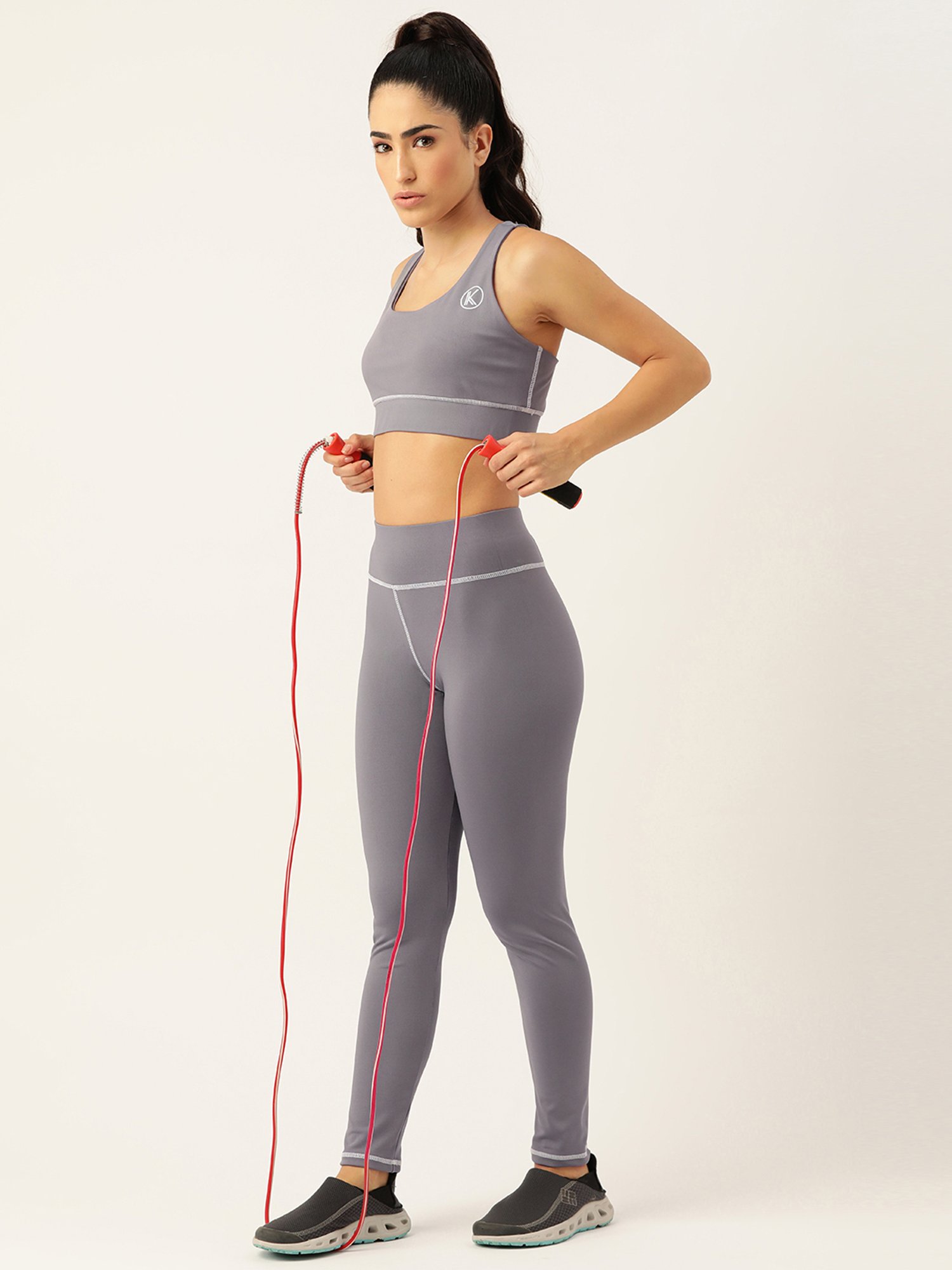 Kotty Light Grey Polyester Logo Print Tracksuit