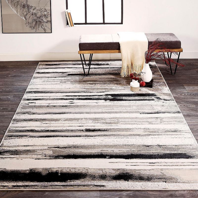12'X15' Rectangle Loomed Stripe Area Rug Silver - Feizy