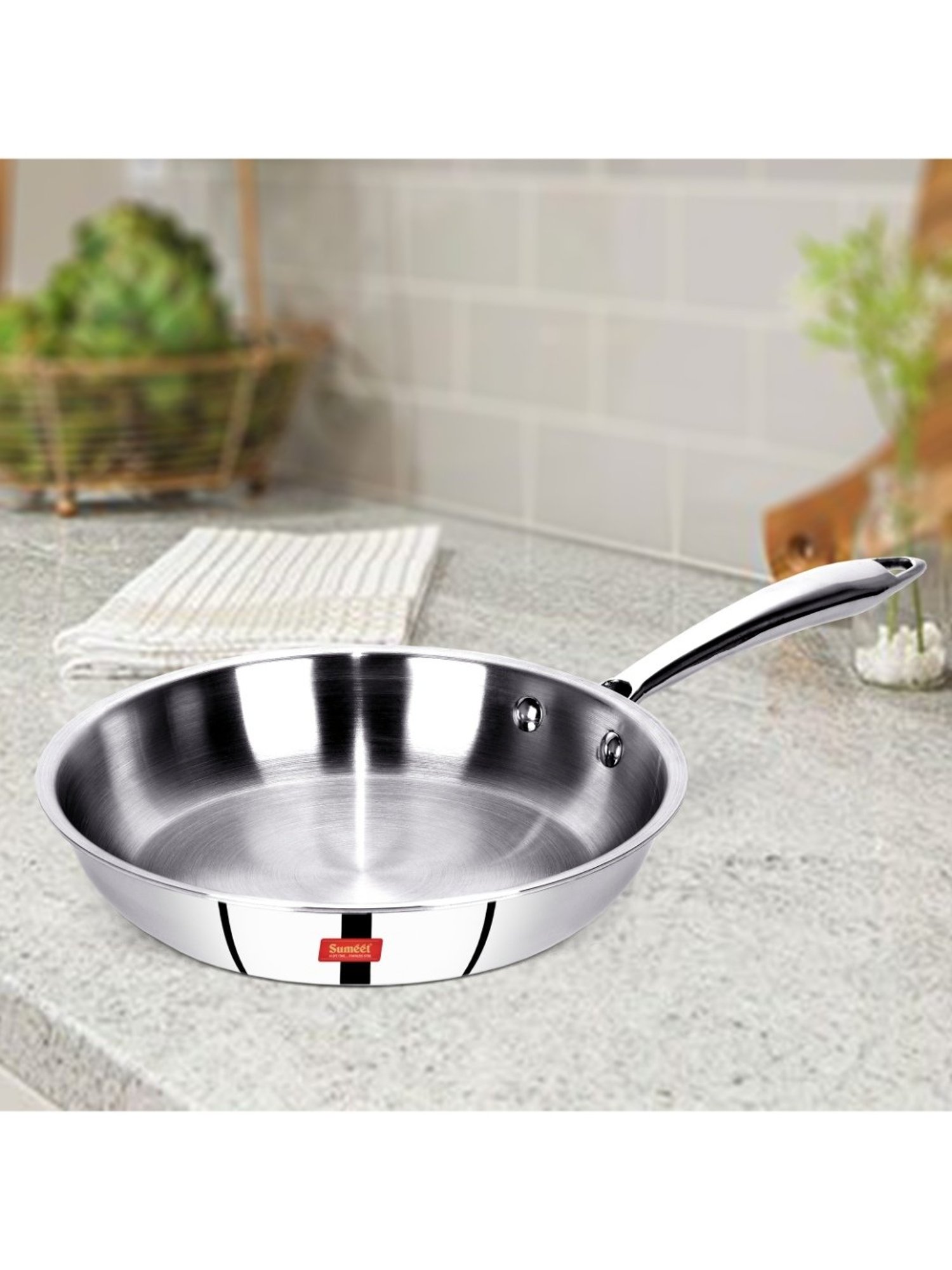 Sumeet Cook Smart TriPly SAS (Steel-Aluminium-Steel - 3 Layers) Fry Pan - 1.4 Ltr - 23.6Cm