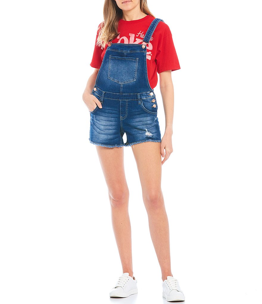 Celebrity Pink U-Back Frayed Hem Shortalls