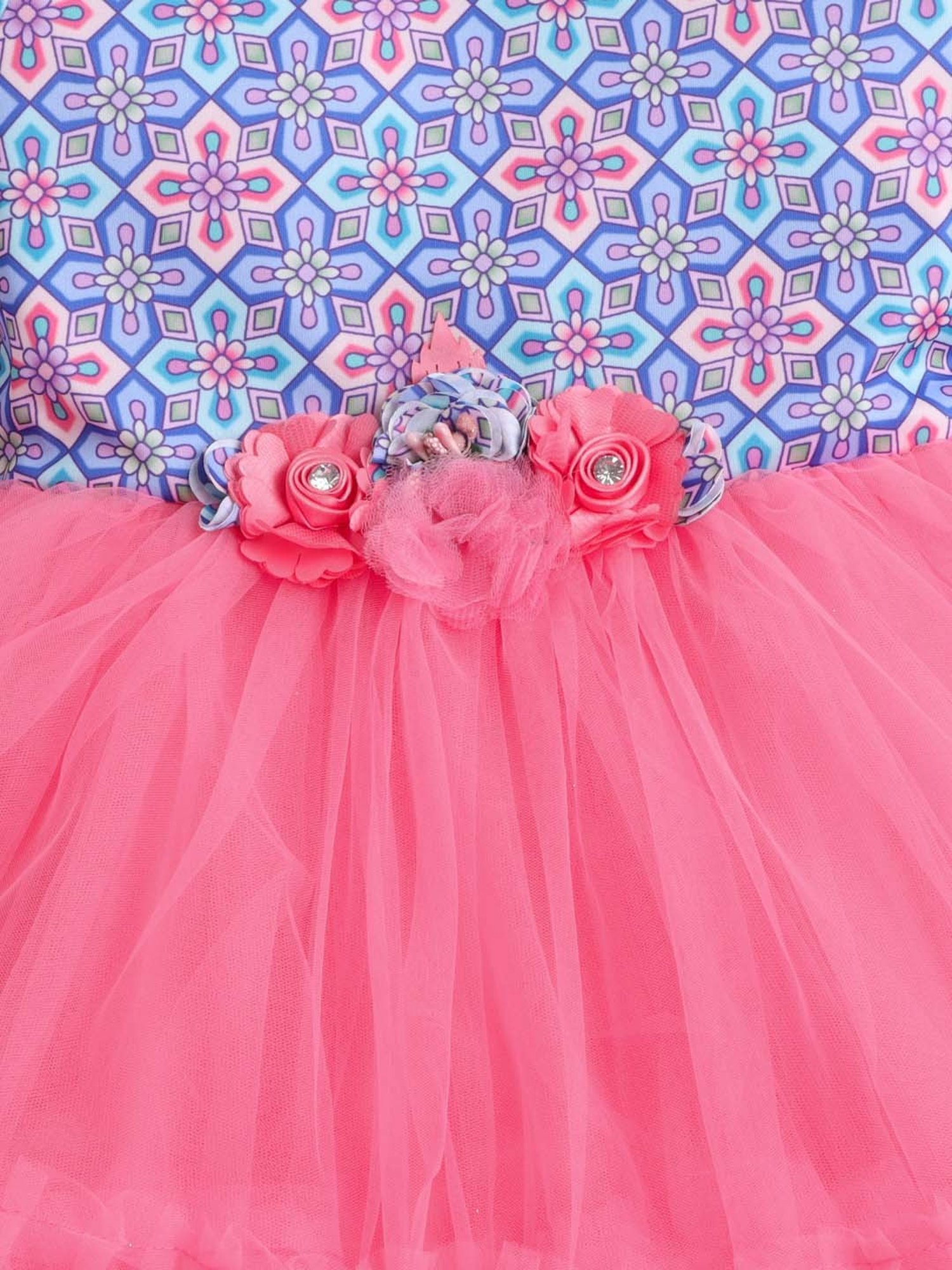 The Magic Wand Kids Blue & Pink Printed Dress
