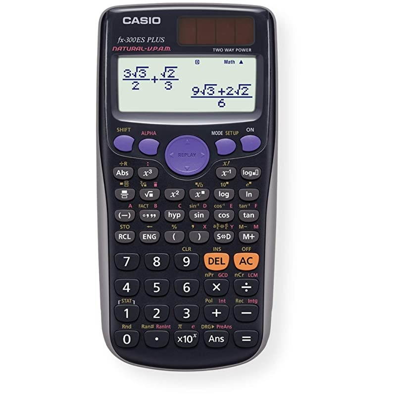 fx-300ES PLUS Scientific Calculator; SAT Compatible; Natural Textbook Display; Math, Trigonometry, Statistics, Algebra, Geometry and Physics Functions; Comes with Slide-on Hard Case; Black