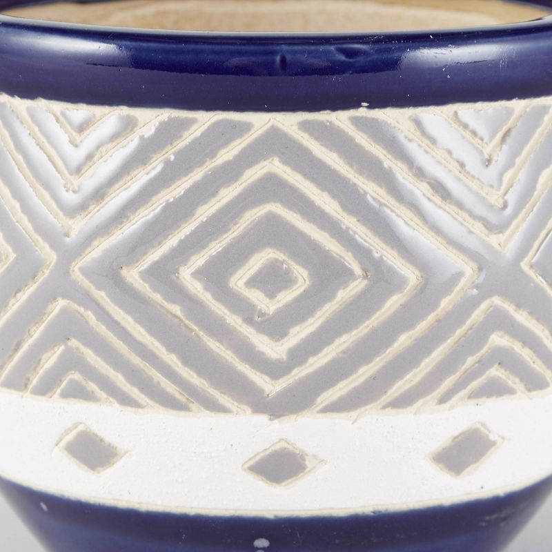 13.6" Indoor/Outdoor Ceramic Planter Trio Cobalt - Zings & Thingz