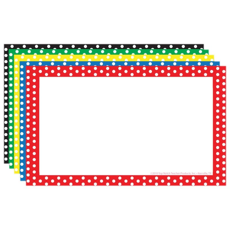 6pk 75 per pack 4" x 6" Blank Border Index Cards Polka Dot - Top Notch Teacher Products
