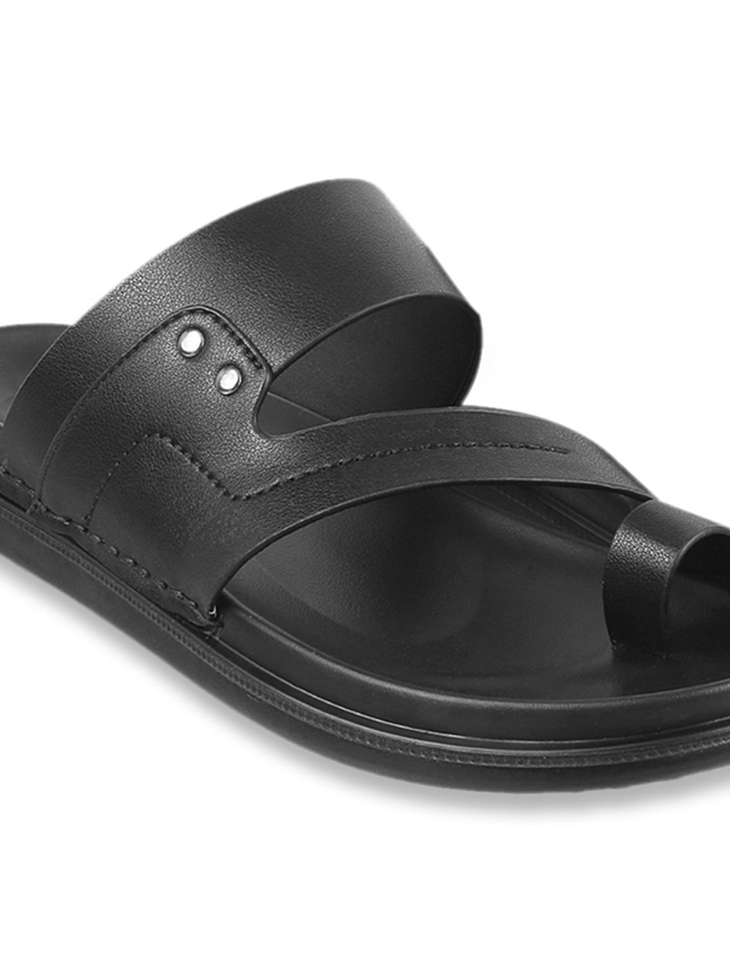J. Fontini by Mochi Men's Black Toe Ring Sandals