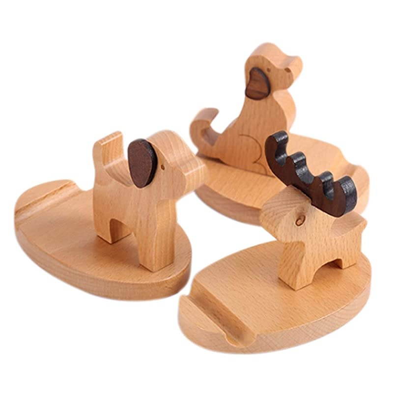 Cute Cell Phone Tablet Holder Stand Wooden Smartphone Desktop Holder Compatible for iPhone XSXRX87 Plus11 Pro MaxSamsung GalaxyAndroid Smartphone
